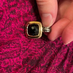 David Yurman 20mm Black Onyx Enhancer Pendant Sterling Silver 18k Gold